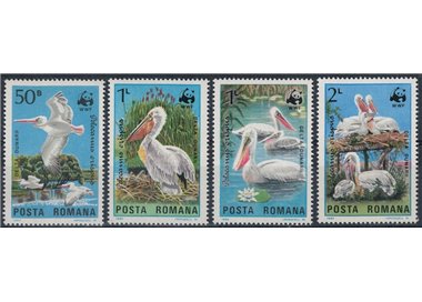 ROMANIA 1984 Nature Protection, Dalmatian Pelican 4v MNH**