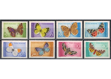 ROMANIA 1969 Butterflies 8v MNH**