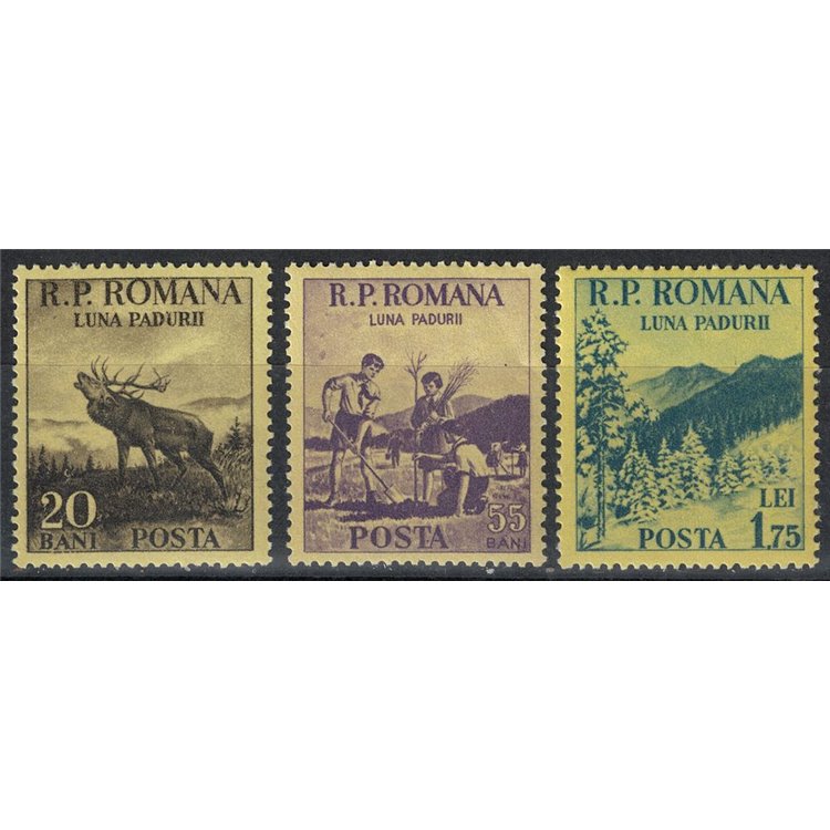 ROMANIA 1954 Mese della foresta 3v MH*