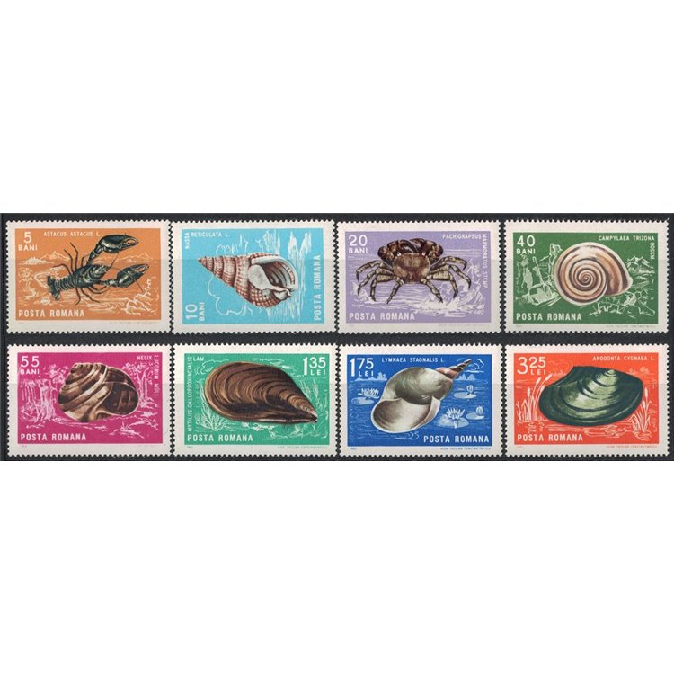 ROMANIA 1966 Molluscs and crustaceans 8v MNH**