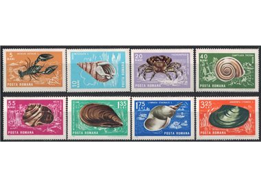 ROMANIA 1966 Molluscs and crustaceans 8v MNH**