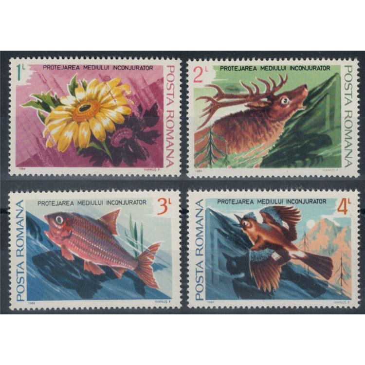 ROMANIA 1984 Protezione dell'ambiente 4v MNH**