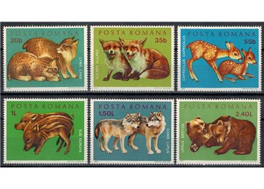 ROMANIA 1972 Cuccioli di animali selvatici 6v MNH**