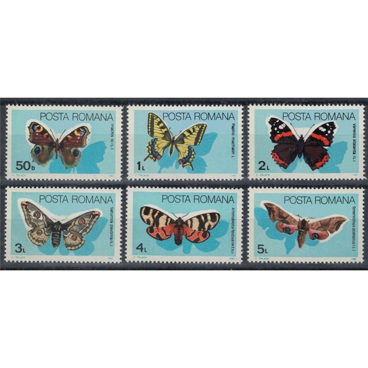ROMANIA 1985 Farfalle 6v MNH**