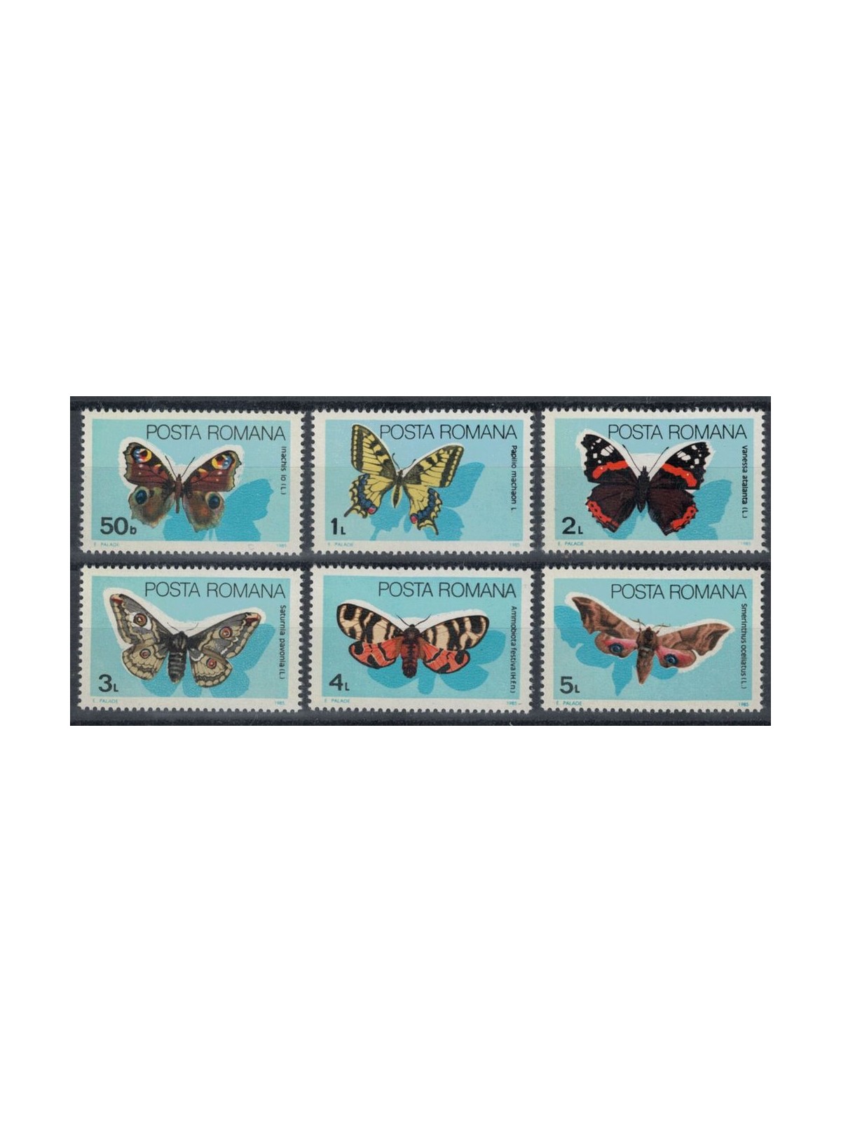 ROMANIA 1985 Farfalle 6v MNH**