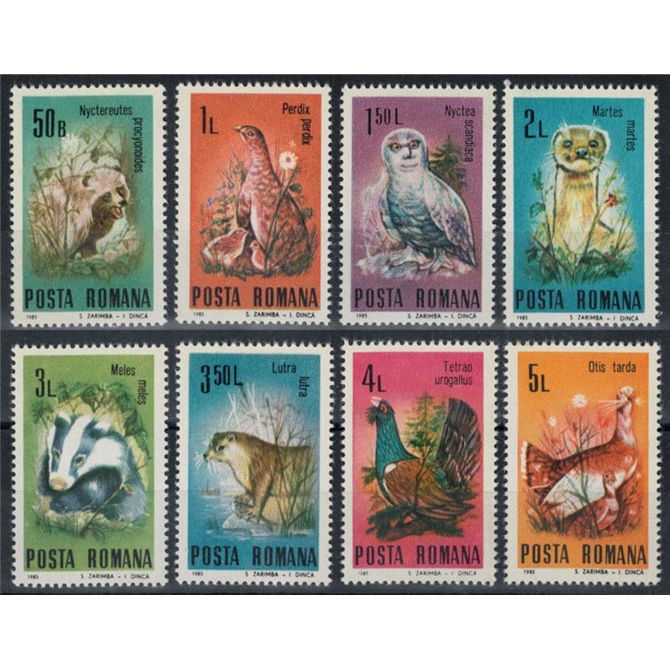 ROMANIA 1985 Animali protetti 8v MNH**