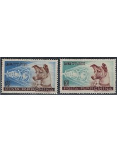 ROMANIA 1957 Lajka the dog in space 2v MNH**