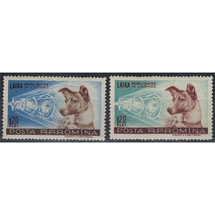 ROMANIA 1957 Cane Lajka nello spazio 2v MNH**