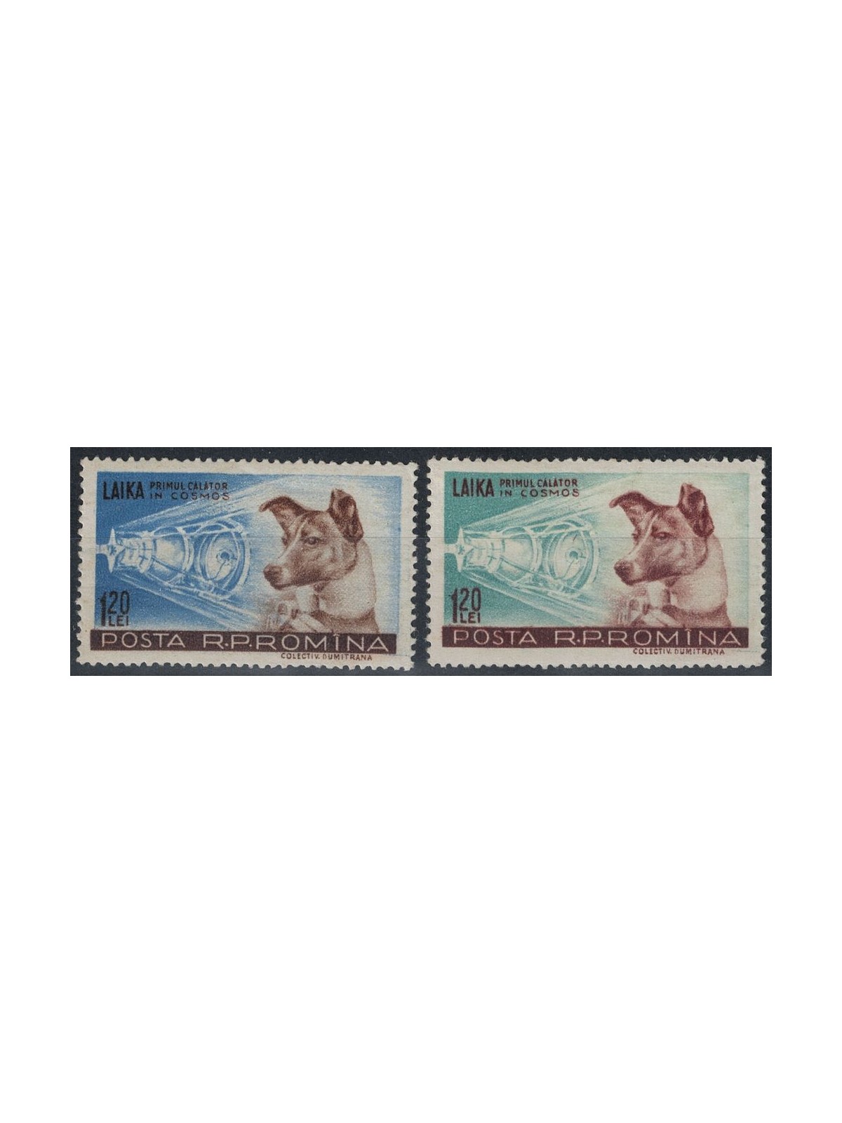 ROMANIA 1957 Cane Lajka nello spazio 2v MNH**