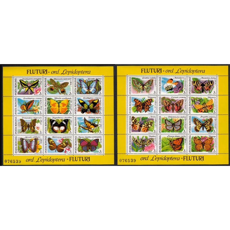 ROMANIA 1991 Farfalle 2 BF MNH**