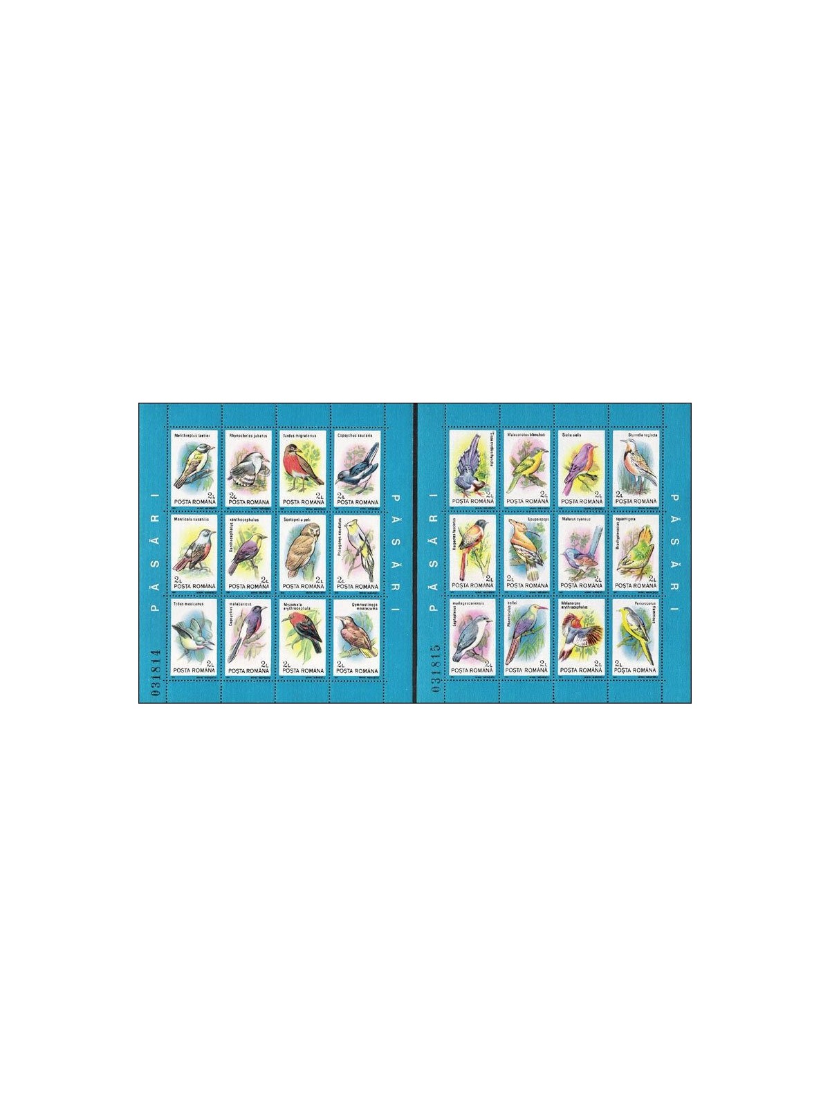 ROMANIA 1991 Uccelli 2 BF MNH**