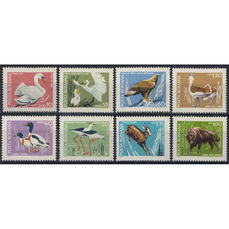 ROMANIA 1968 Fauna of natural reserves 8v MNH**