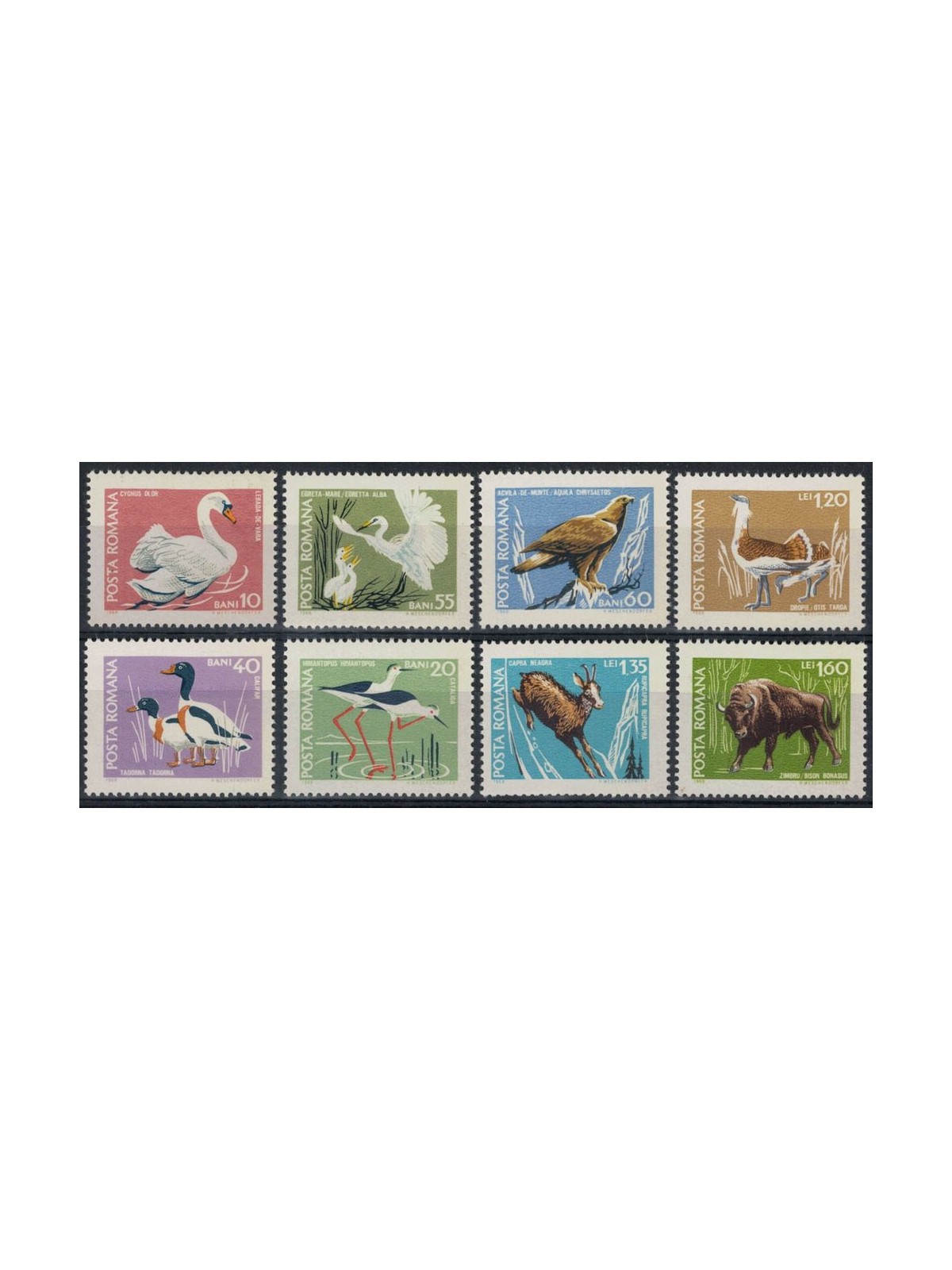 ROMANIA 1968 Fauna of natural reserves 8v MNH**