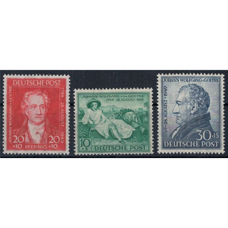 GERMANY TWO-ZONE 1949 Goethe Bicentenary 3v MH*