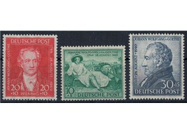 GERMANY TWO-ZONE 1949 Goethe Bicentenary 3v MH*