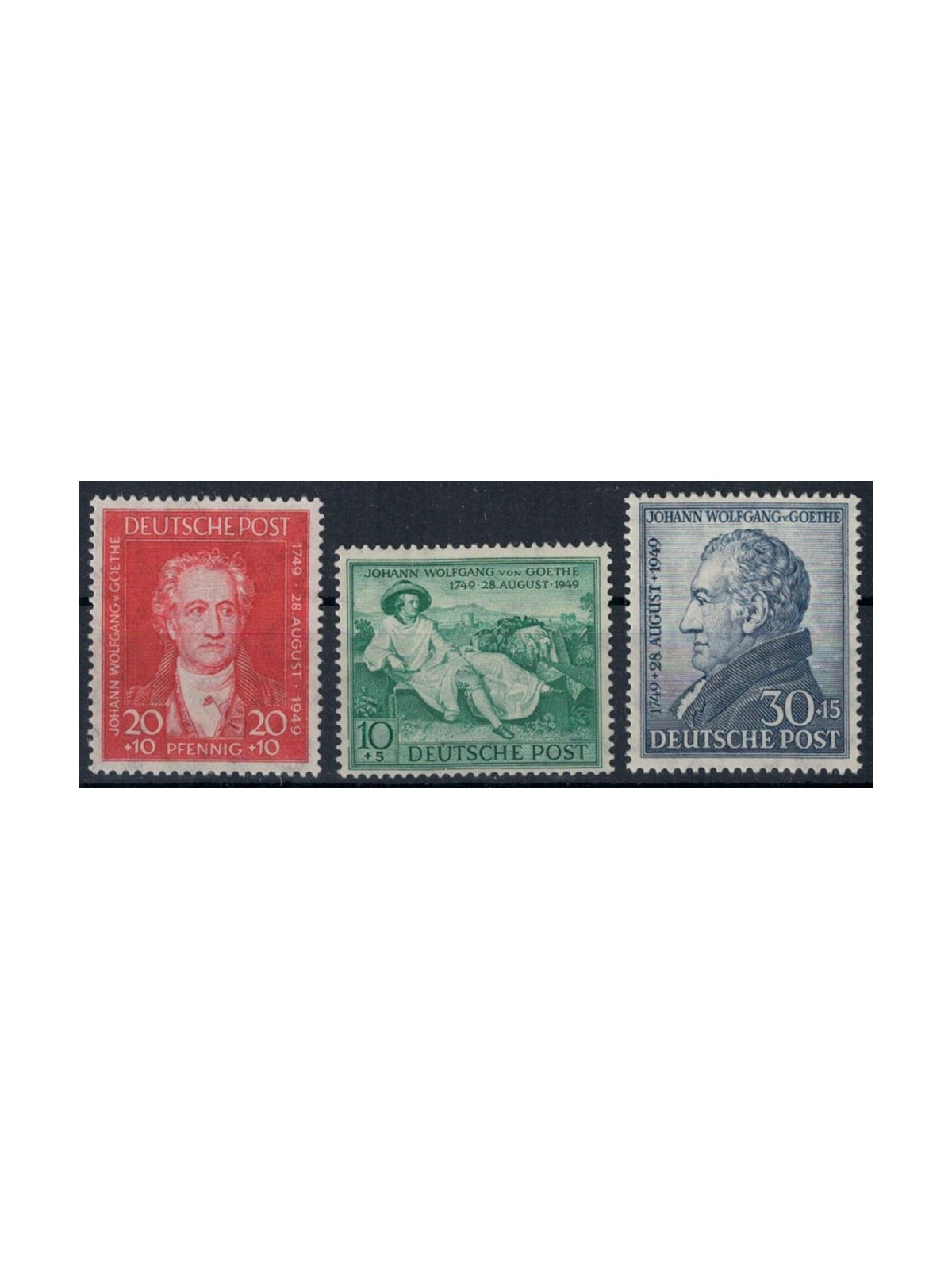 GERMANY TWO-ZONE 1949 Goethe Bicentenary 3v MH*