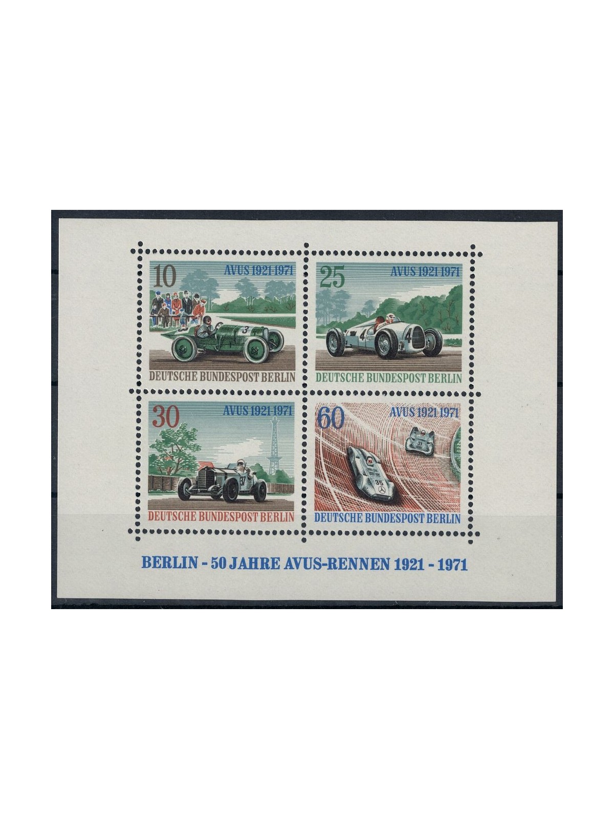 BERLINO 1971 Corse automobilistiche ad Avus 1 BF MNH**