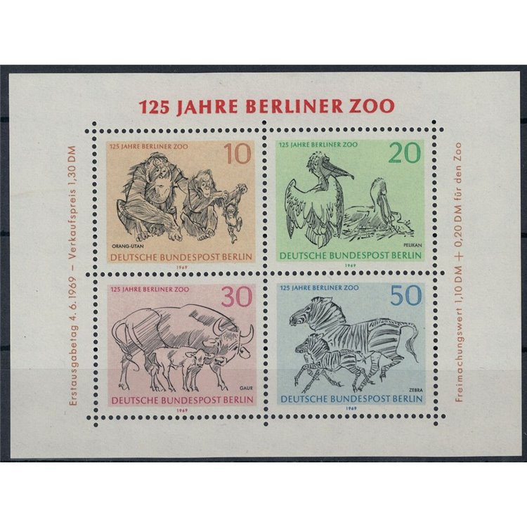 BERLINO 1969 Anniversario dello zoo di Berlino 1 BF MNH**