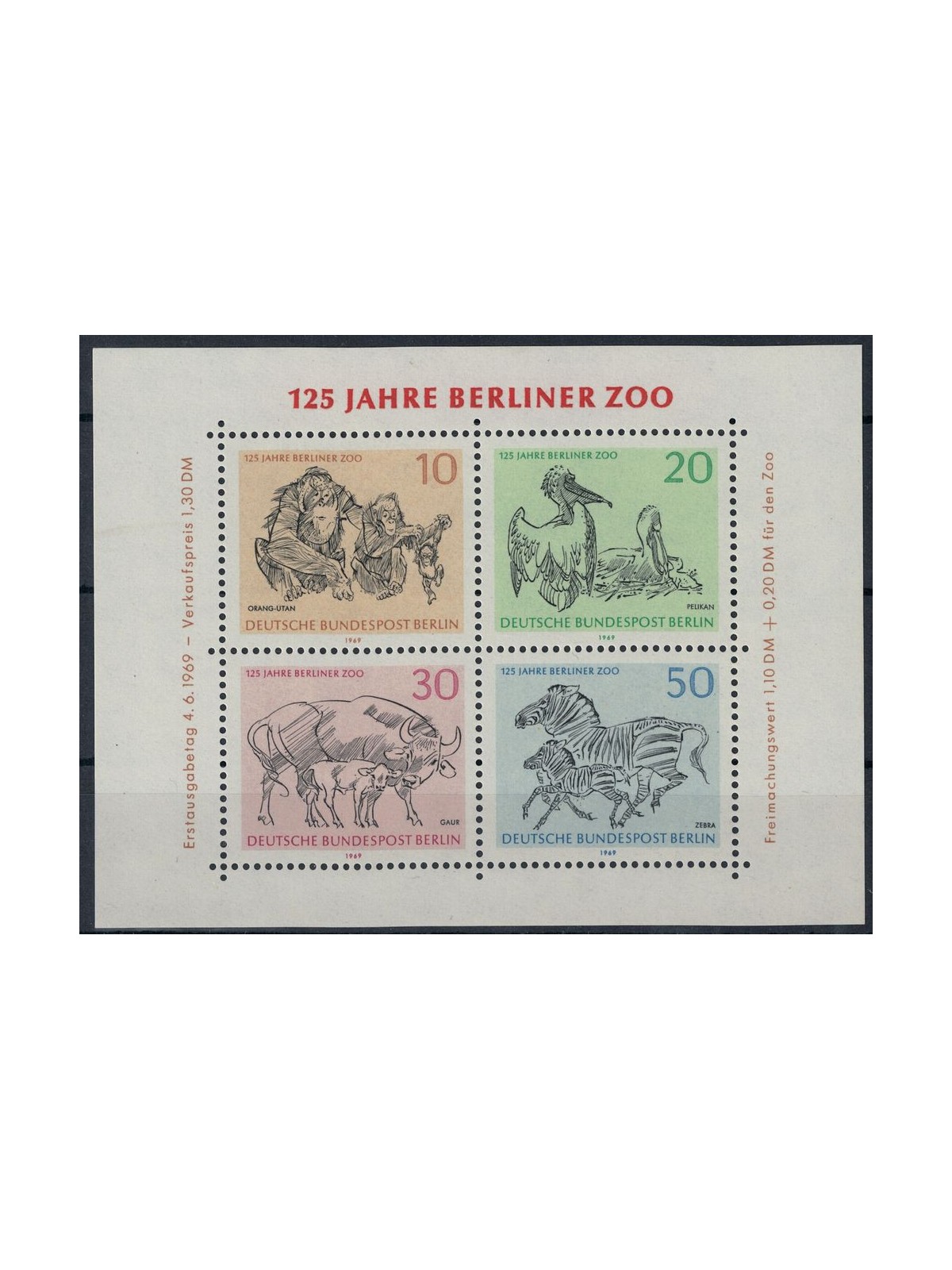 BERLIN 1969 Anniversary of Berlin Zoo 1 s/s MNH**