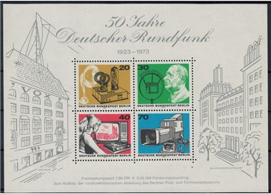 BERLINO 1973 Cinquantenario della radio tedesca 1 BF MNH**