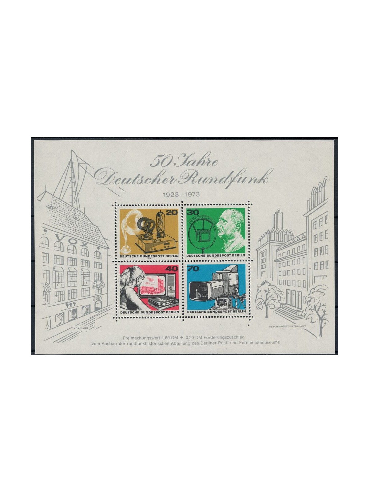 BERLINO 1973 Cinquantenario della radio tedesca 1 BF MNH**