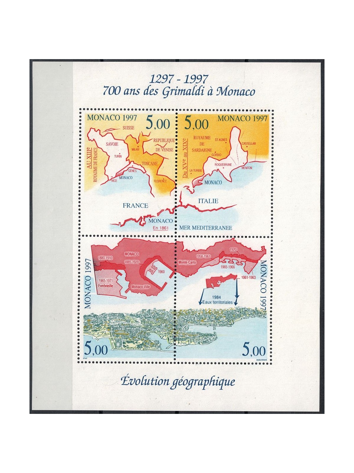 MONACO 1997 Dinastia dei Grimaldi BF MNH**