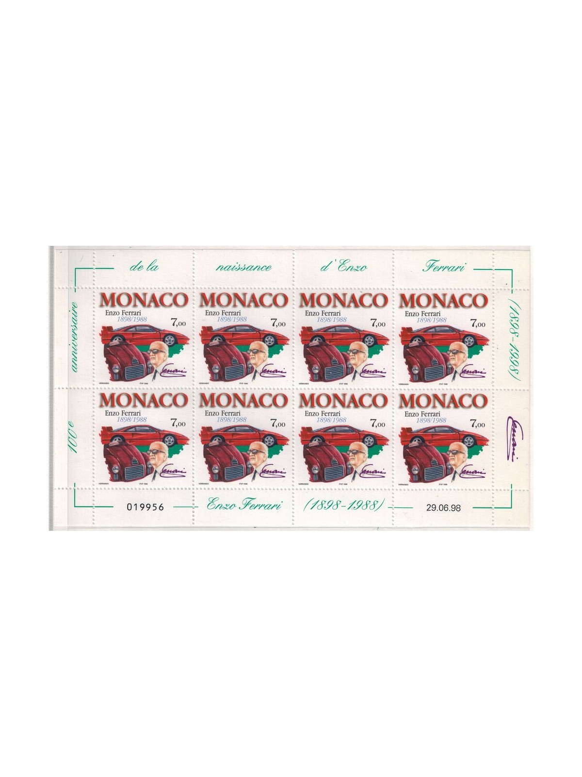 MONACO 1998 Enzo Ferrari m/s MNH**