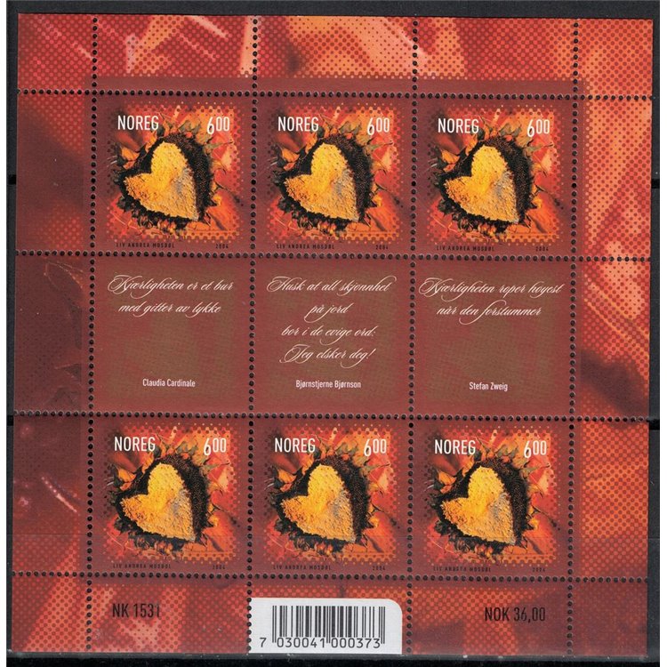 NORWAY 2004 Valentine's Day m/s MNH**