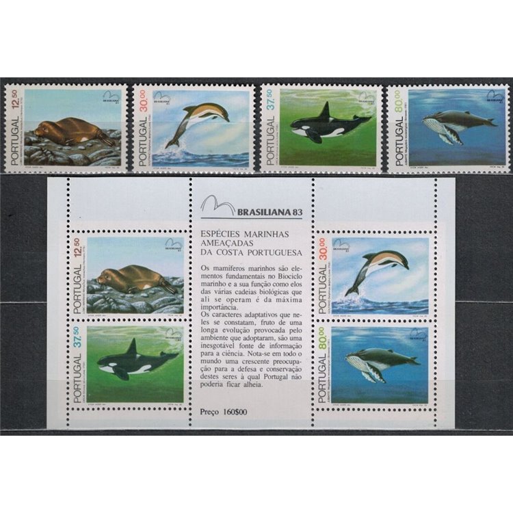 PORTUGAL 1983 Sea mammals 4v + 1 s/s MNH**