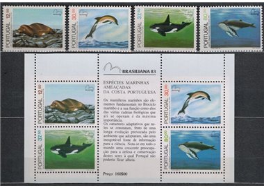 PORTUGAL 1983 Sea mammals 4v + 1 s/s MNH**