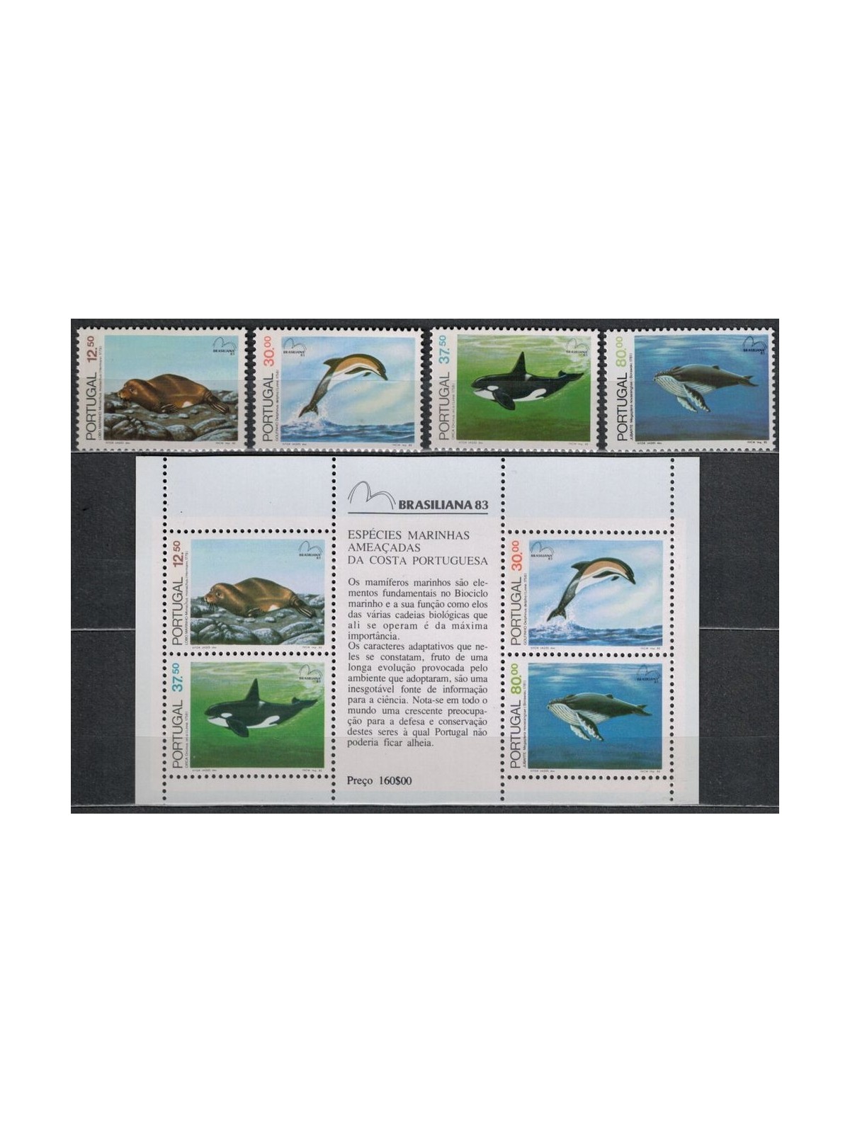 PORTOGALLO 1983 Mammiferi del mare 4v + 1 BF MNH**