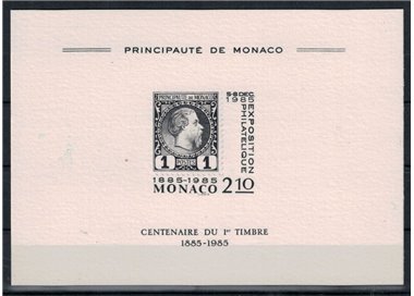 MONACO 1985 Centenario del 1° francobollo, prova di lusso