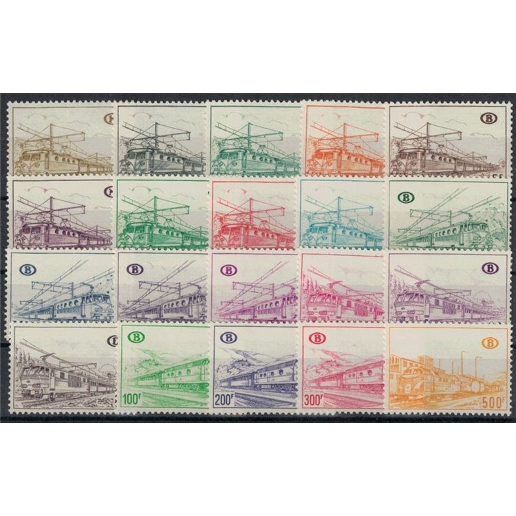 BELGIUM 1968 Trains with locomotives, postal parcels 20v MNH**