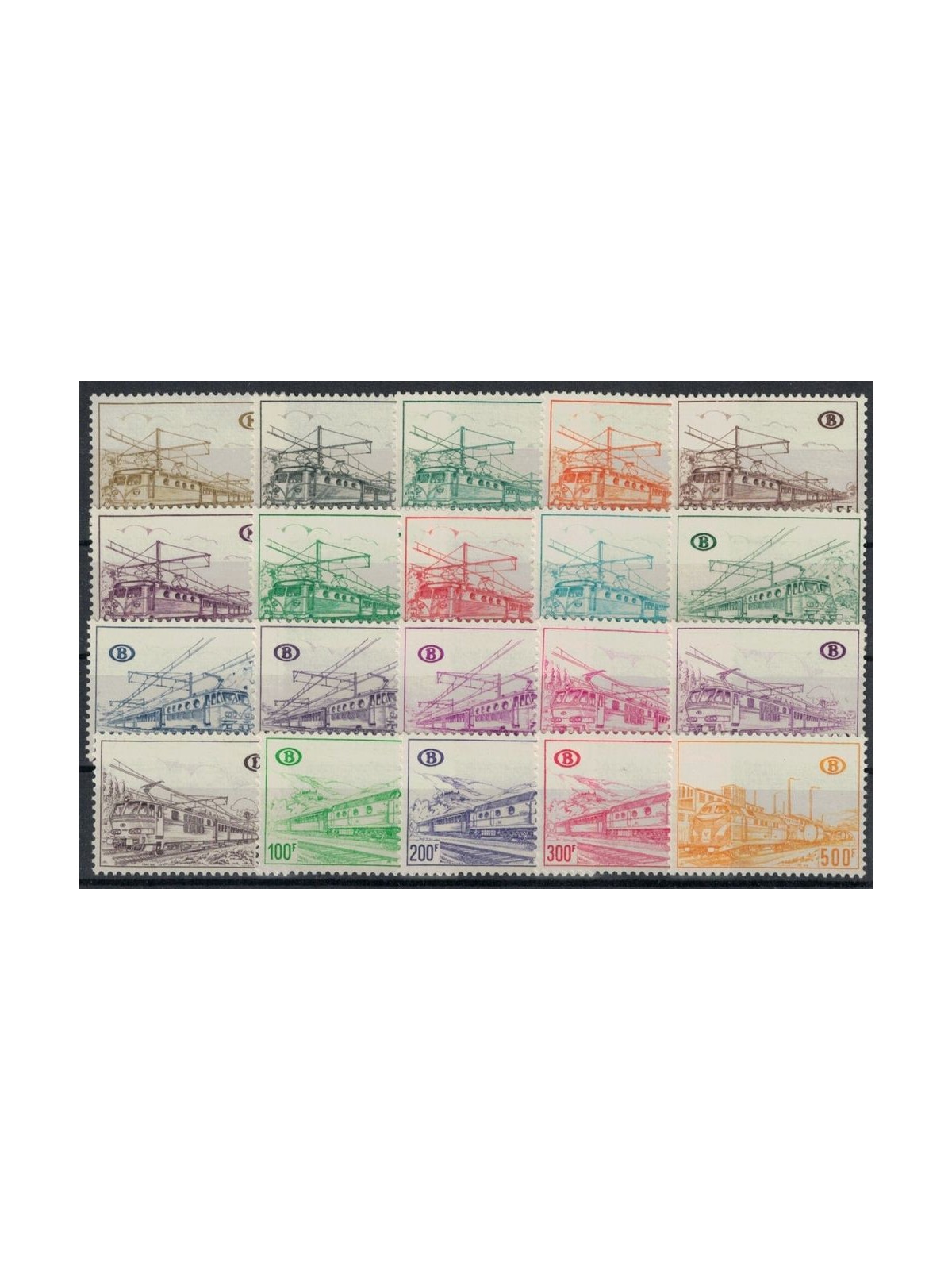 BELGIUM 1968 Trains with locomotives, postal parcels 20v MNH**