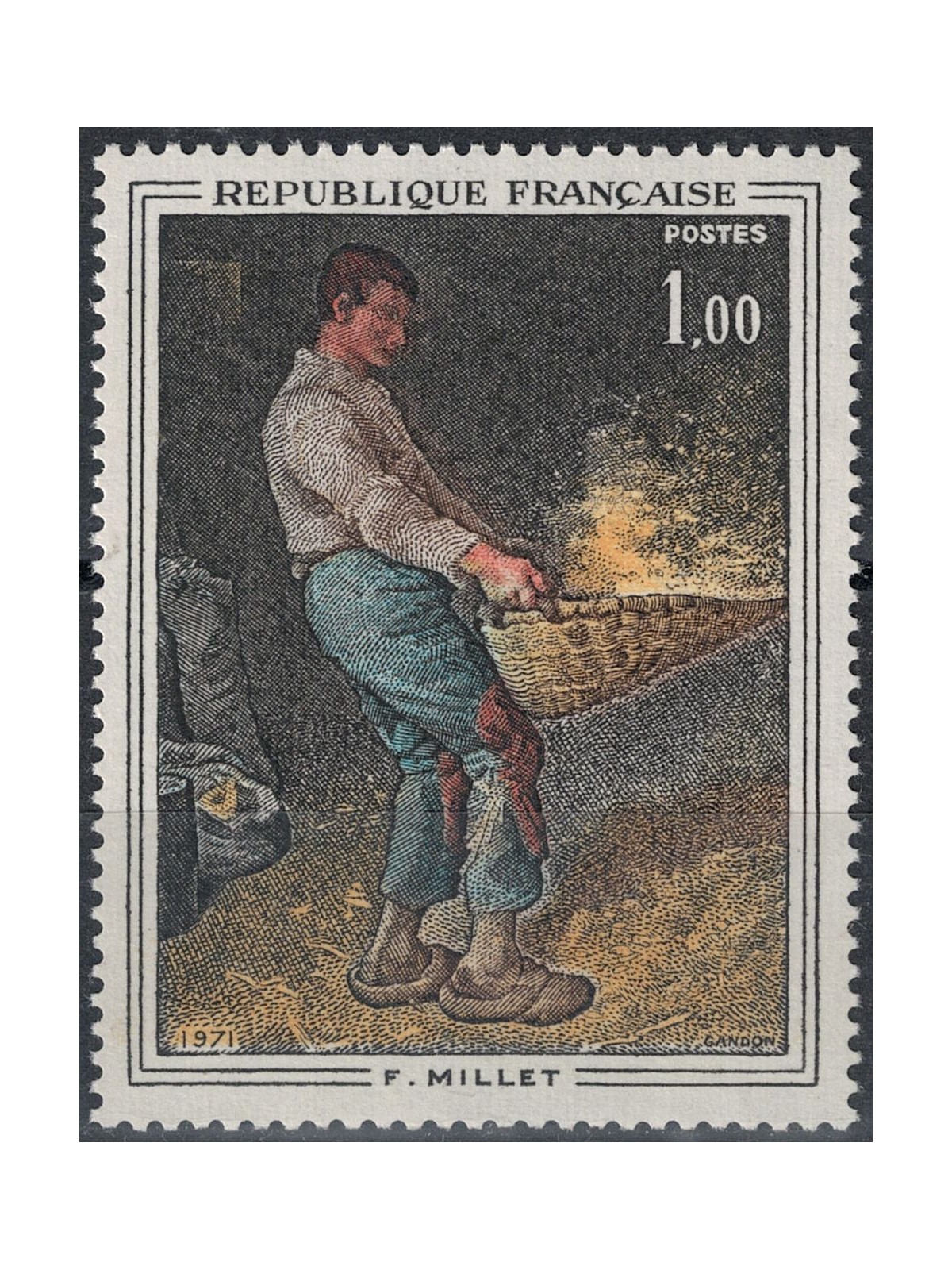 FRANCE 1971 Art (Millet, The Winnower) MNH**