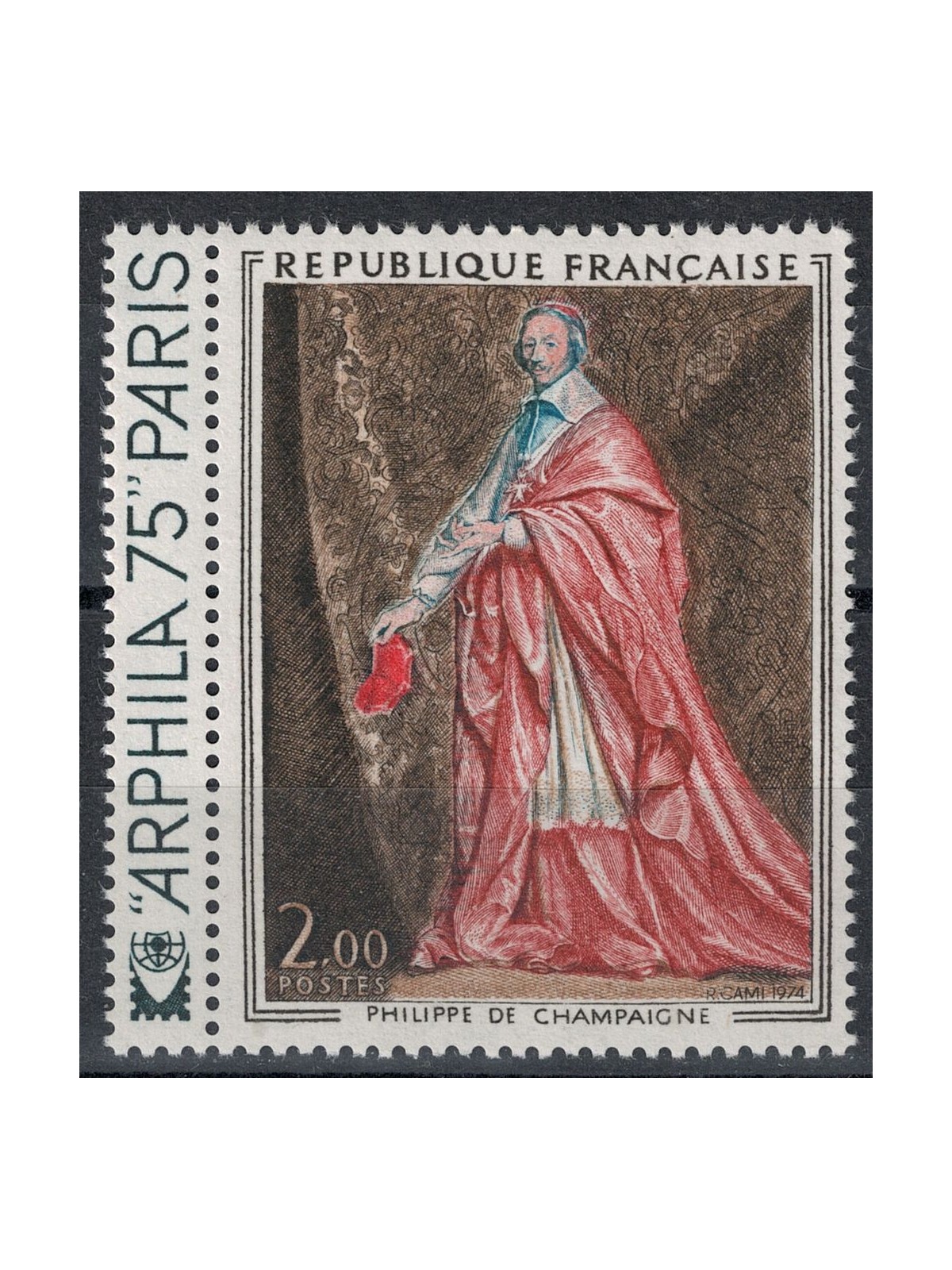 FRANCE 1974 Art (P. De Champaigne, Portrait of Richelieu) MNH**