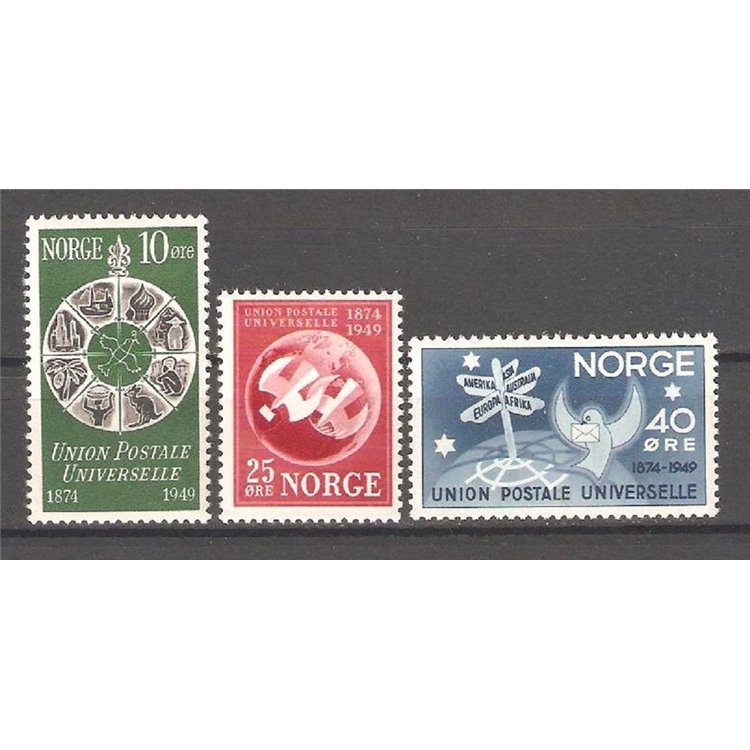 NORWAY 1949 75th anniversary UPU 3v MNH**