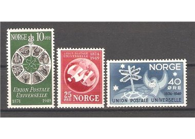 NORWAY 1949 75th anniversary UPU 3v MNH**
