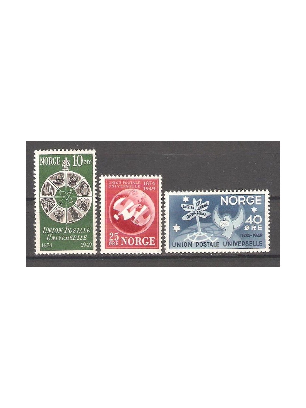 NORVEGIA 1949 75° anniversario UPU 3v MNH**