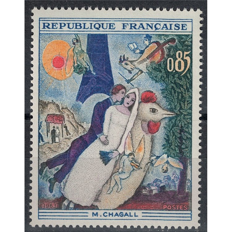 FRANCE 1963 Art (Chagall, The Couple at the Eiffel Tower) MNH**