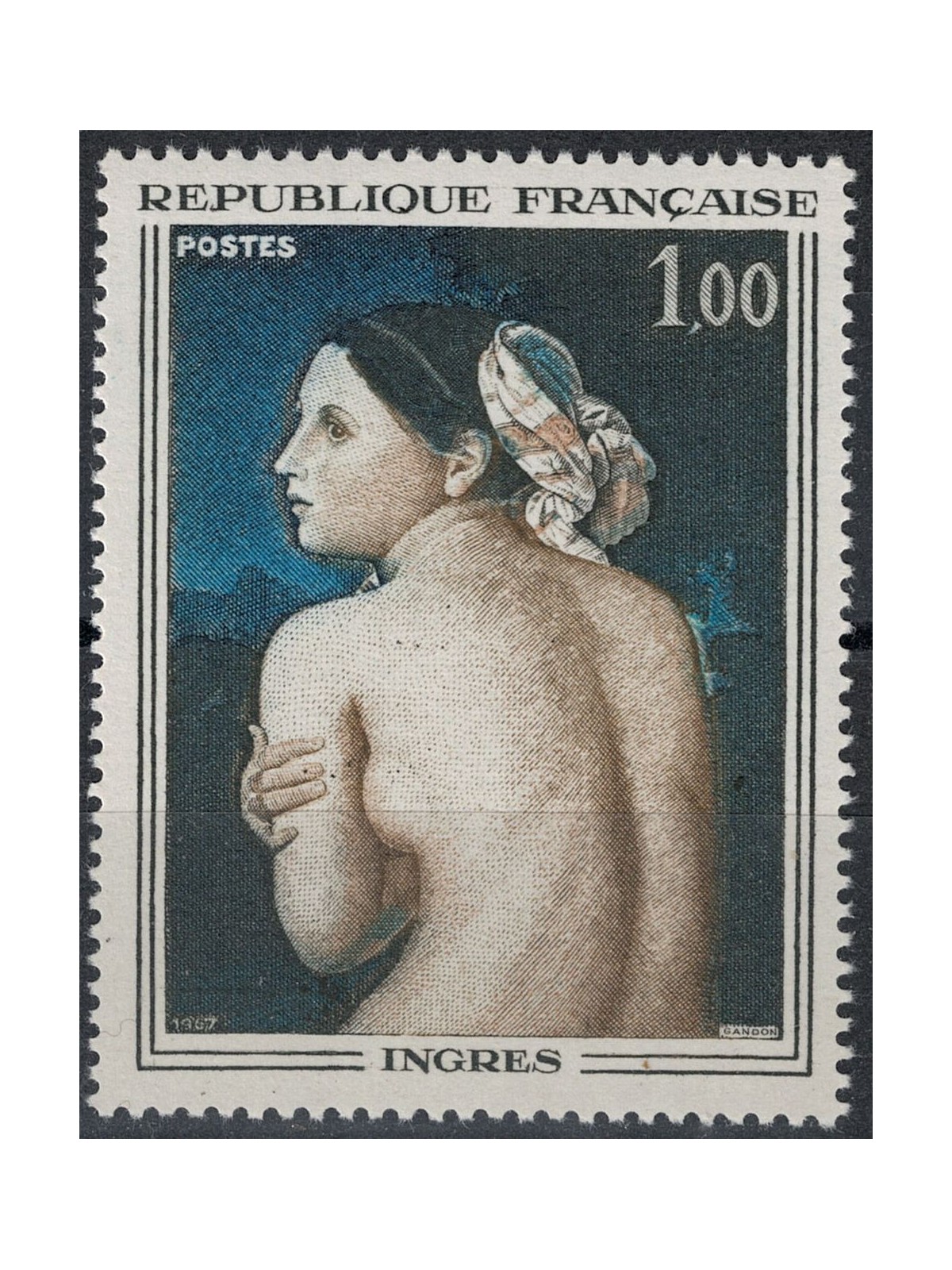FRANCIA 1967 Arte (Ingres, La Bagnante) MNH**