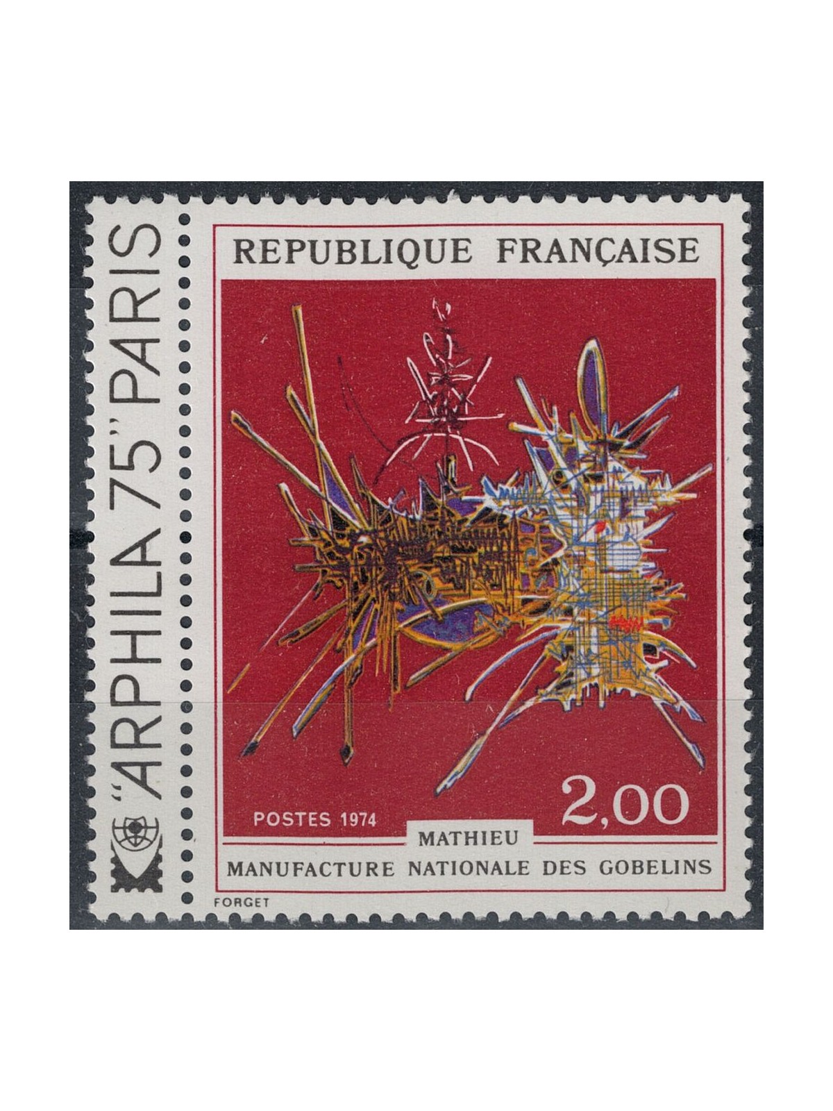FRANCIA 1974 Arte (Mathieu, Arazzo) MNH**