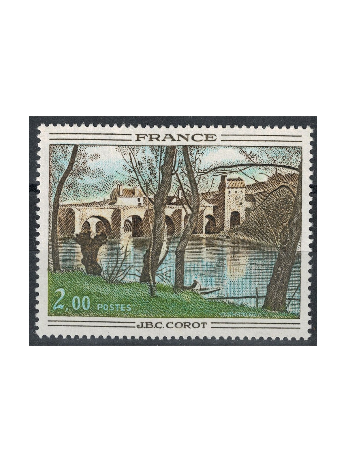 FRANCE 1977 Art (JBC Corot, Mantes Bridge) MNH**
