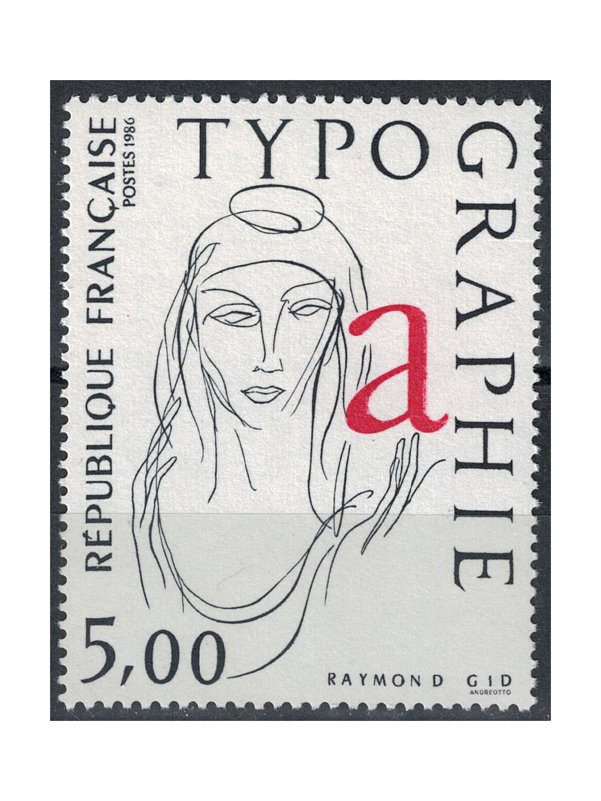 FRANCE 1986 Art (Raymond Gid, The typography) MNH**