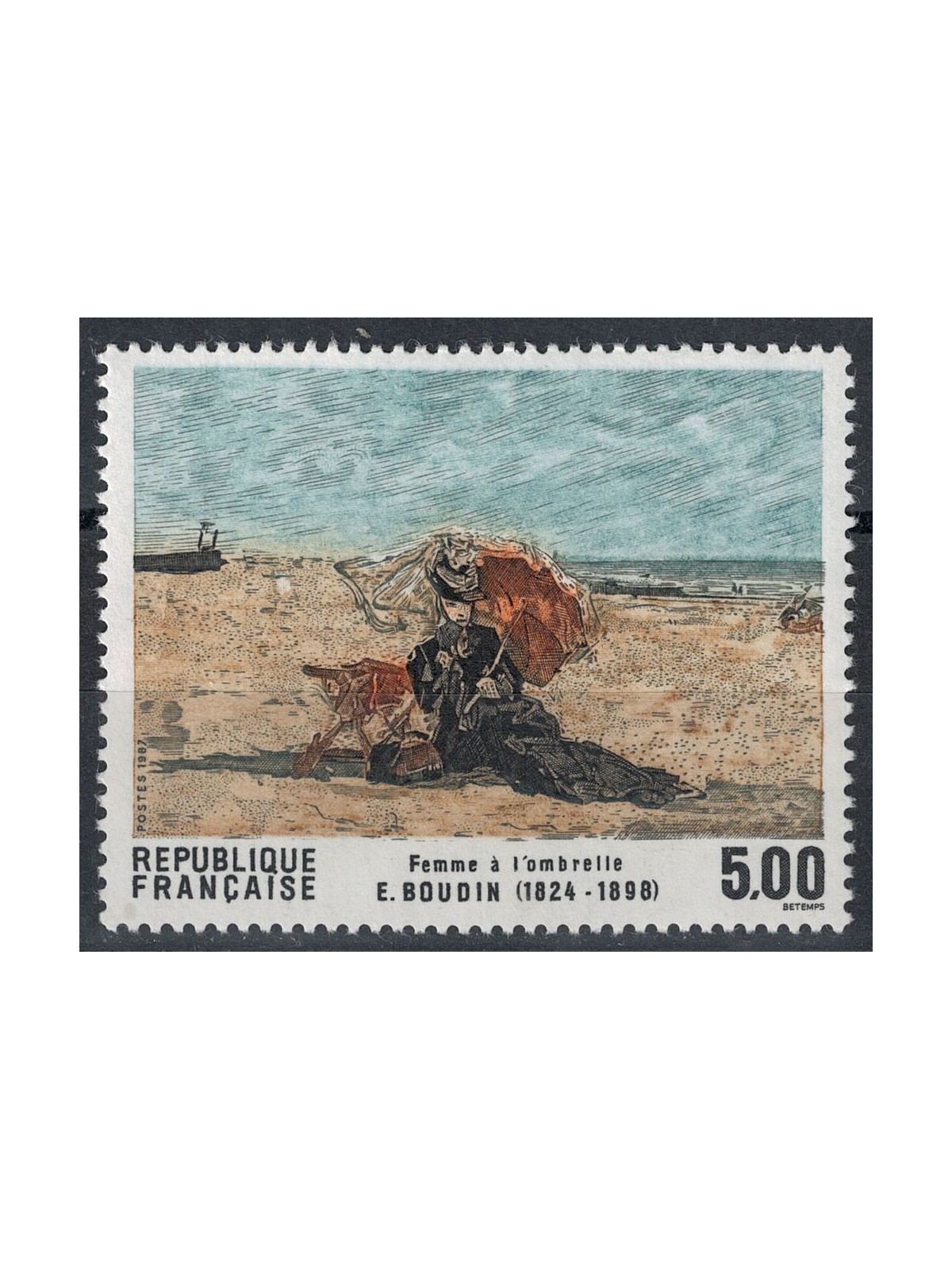 FRANCIA 1987 Arte (E. Boudin, Donna con ombrello) MNH**