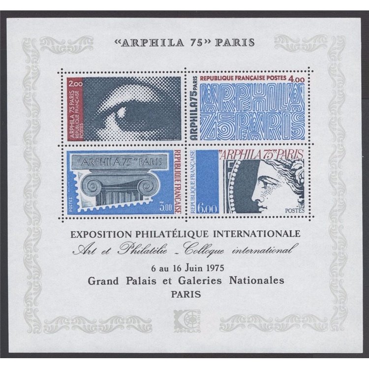 FRANCE 1975 International Philatelic Exhibition Arphila 75 s/s MNH**