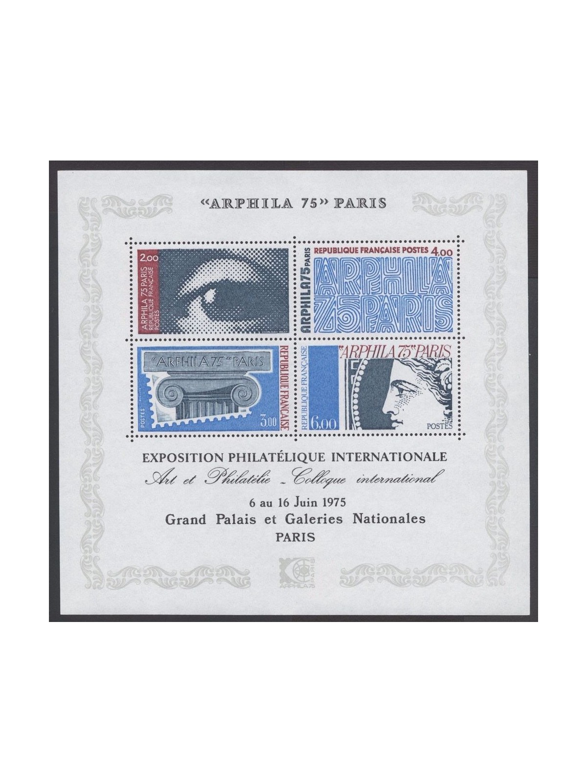 FRANCE 1975 International Philatelic Exhibition Arphila 75 s/s MNH**