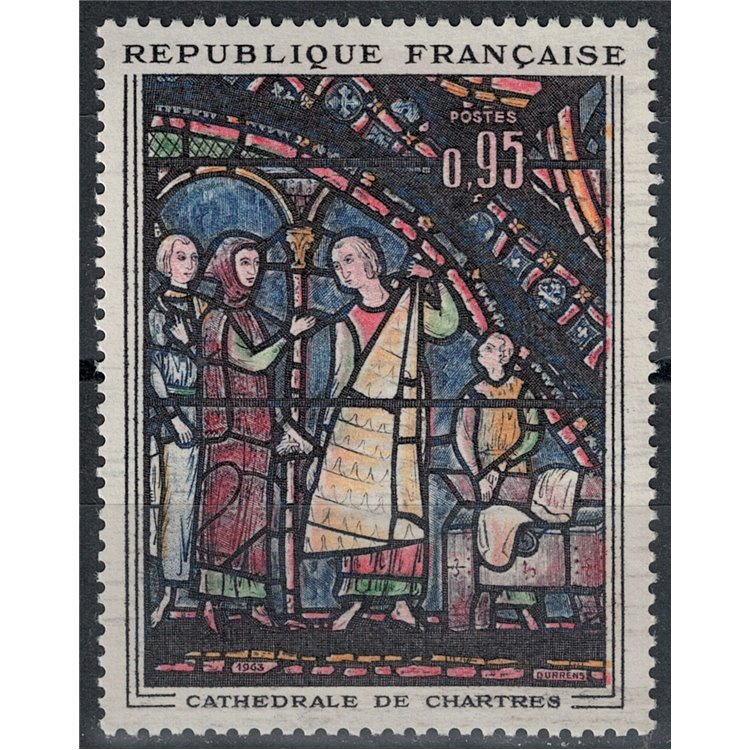 FRANCE 1963 Art (Chartres Cathedral, Fur Traders) MNH**