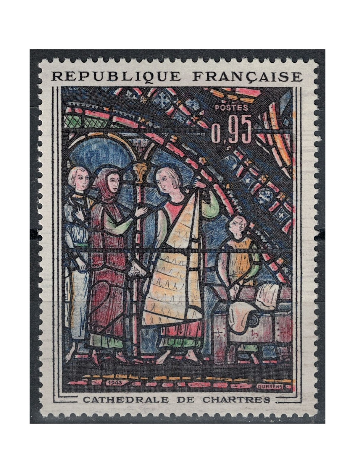 FRANCE 1963 Art (Chartres Cathedral, Fur Traders) MNH**