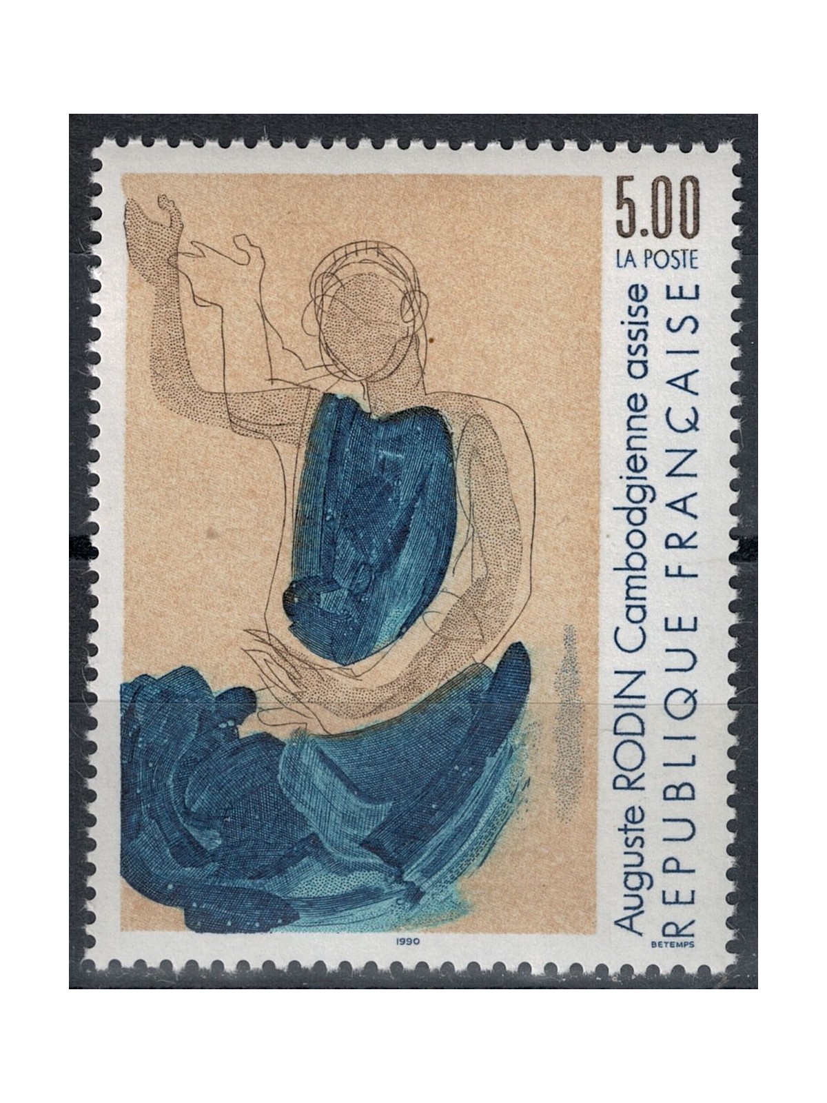 FRANCIA 1990 Arte (Auguste Rodin, Cambodgienne assise) MNH**